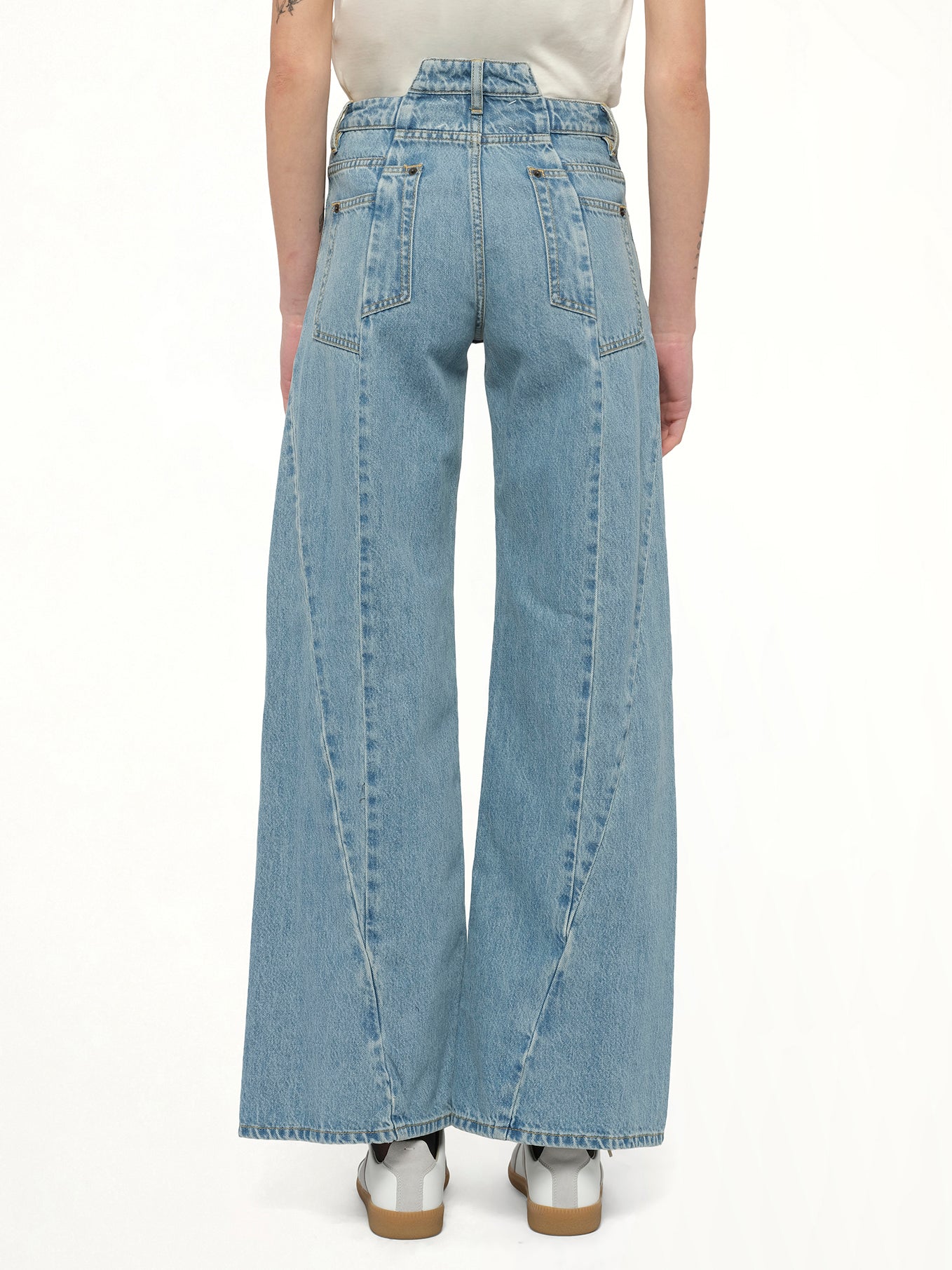 Cut Out Waistband Relaxed Fit Denim Jeans