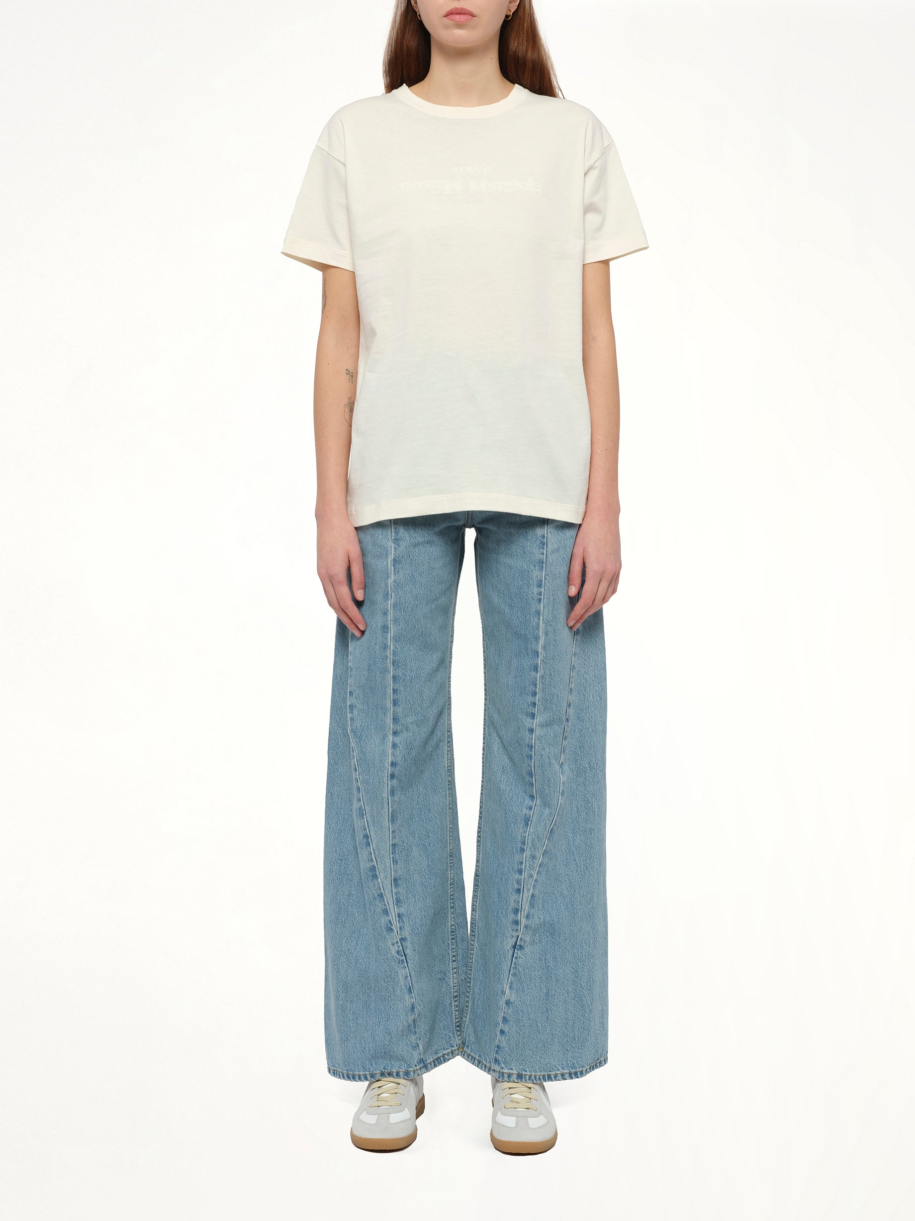 Cut Out Waistband Relaxed Fit Denim Jeans