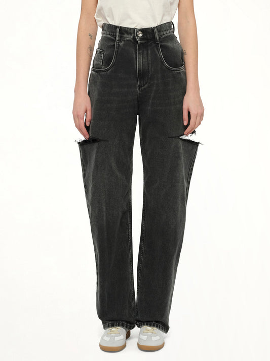 Slash Loose Fit Denim Jeans in Black