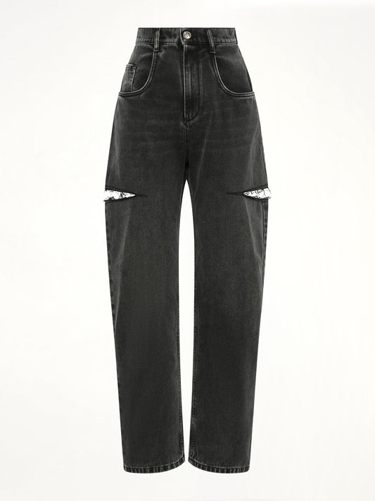 Slash Loose Fit Denim Jeans in Black