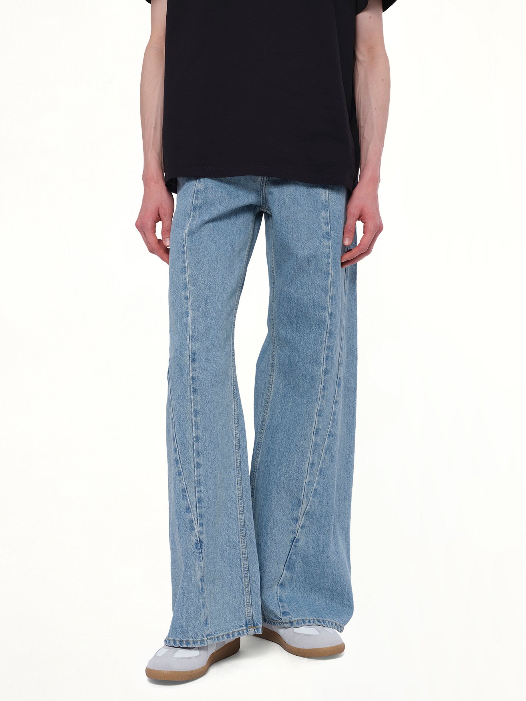 Cut Out Waistband Relaxed Fit Denim Jeans