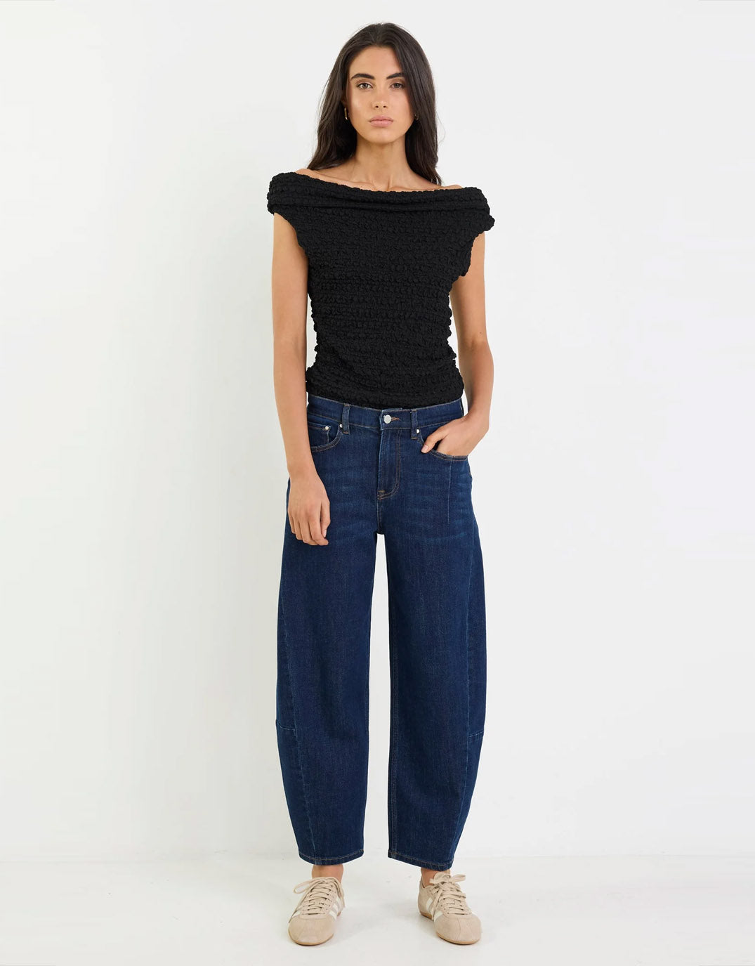 Graduate Stretch Barrel Jeans - Dark Blue