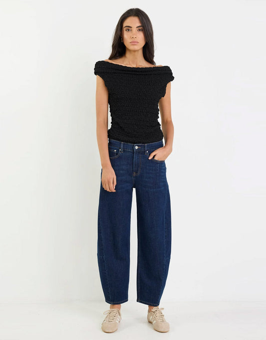 Graduate Stretch Barrel Jeans - Dark Blue