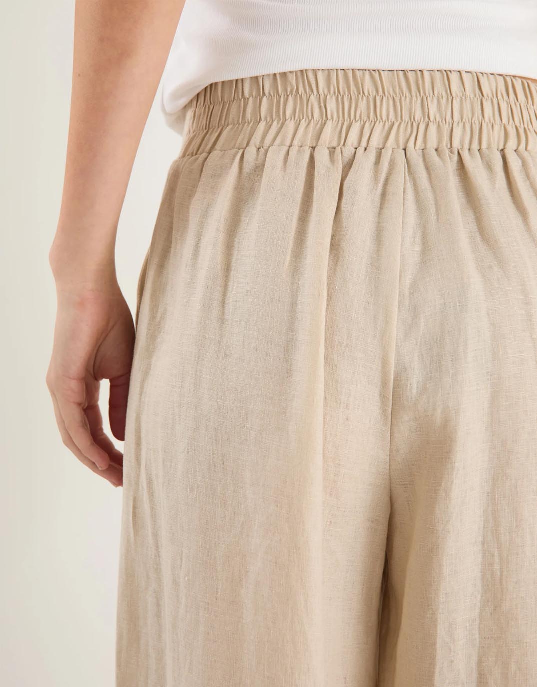 Guardian Linen Pull On Wide Leg Pants - Stone