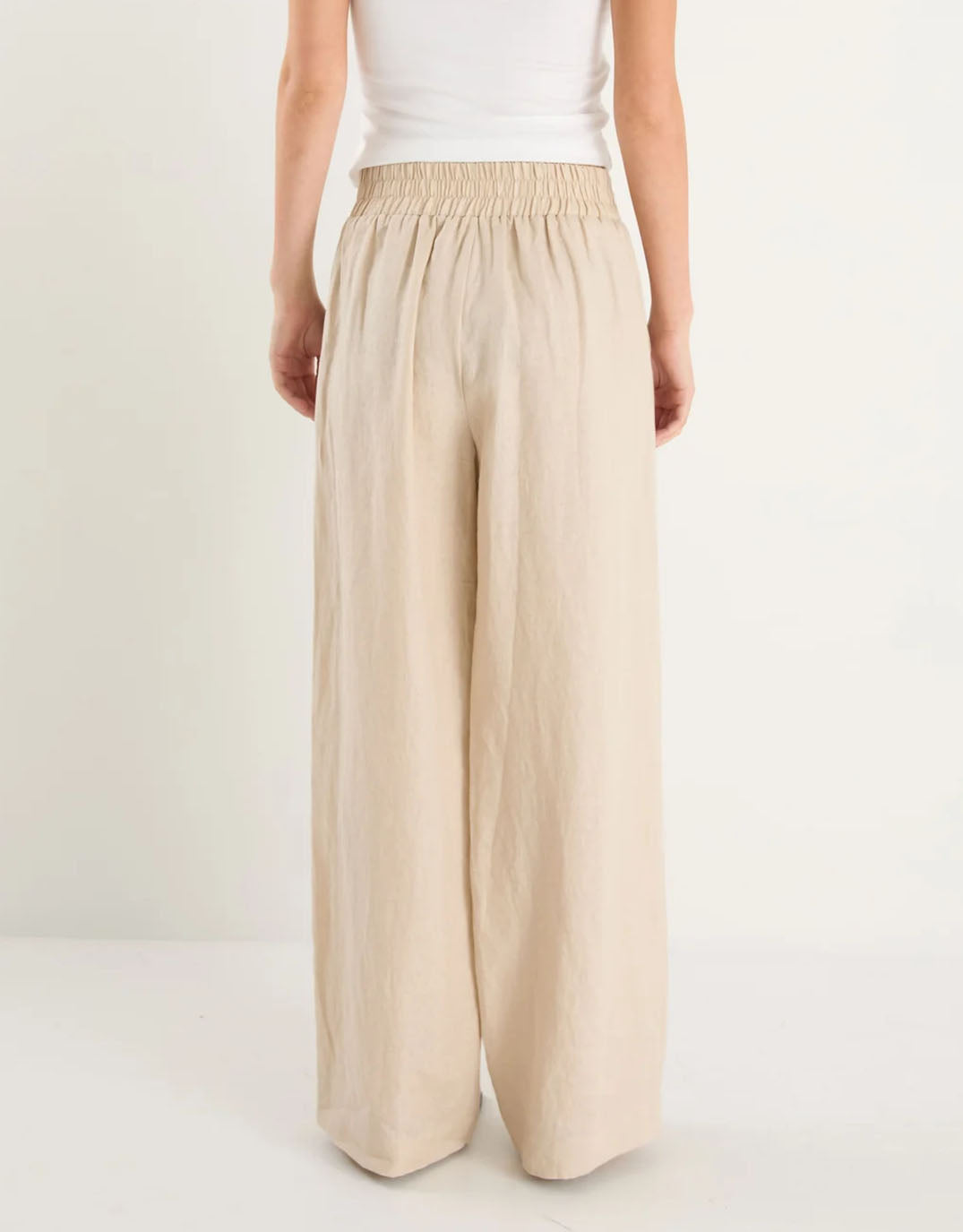 Guardian Linen Pull On Wide Leg Pants - Stone