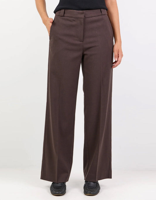 Jaunty Slant Pocket Wide Leg Pants - Dark Chocolate