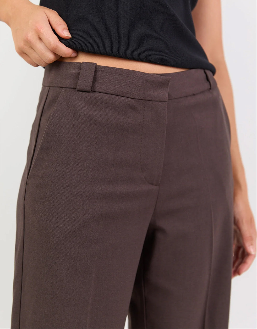 Jaunty Slant Pocket Wide Leg Pants - Dark Chocolate