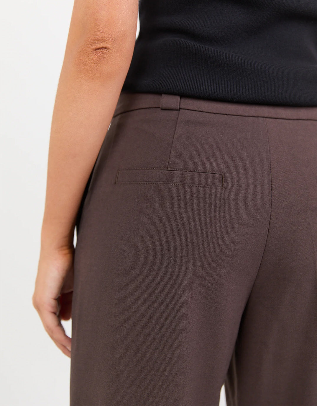 Jaunty Slant Pocket Wide Leg Pants - Dark Chocolate