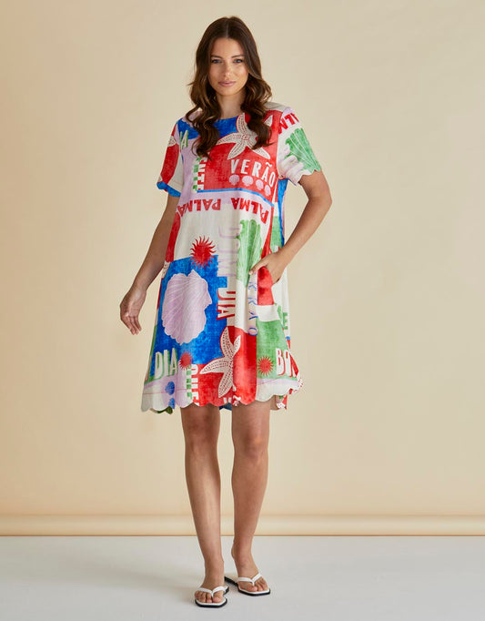Dawn Shift Dress - Seashell Print