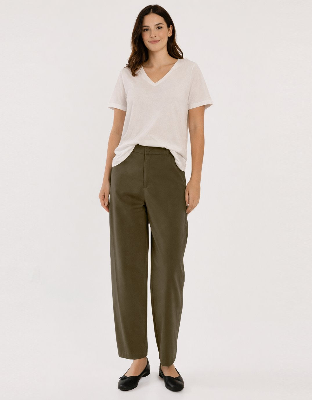 Barrel Leg Chino - Khaki Green