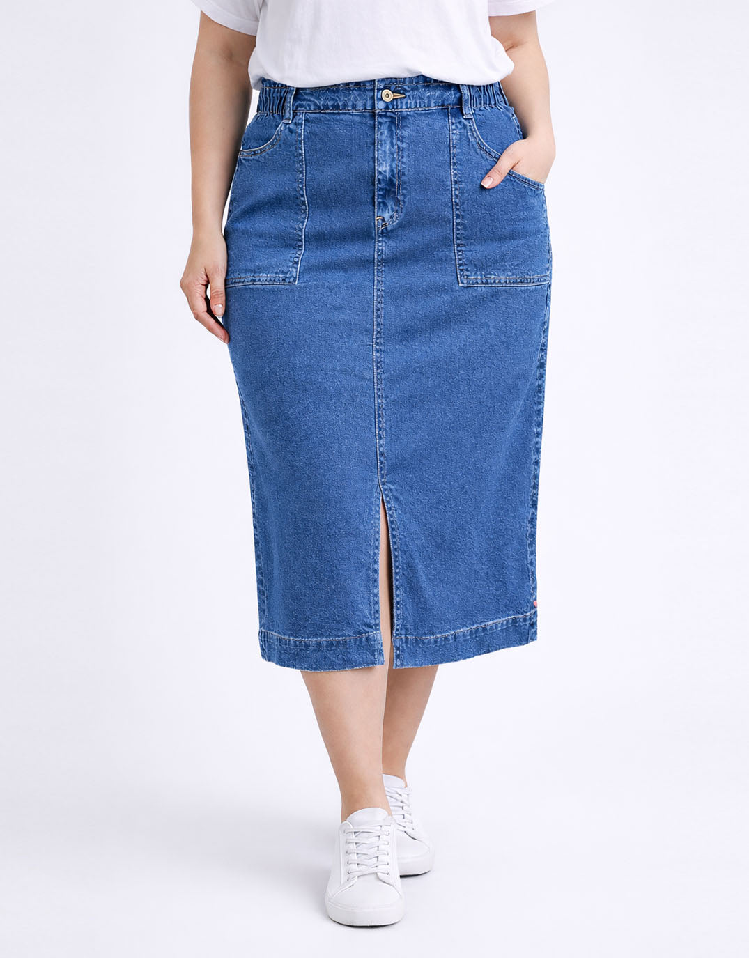 Long Atlas Skirt - Dark Blue Wash