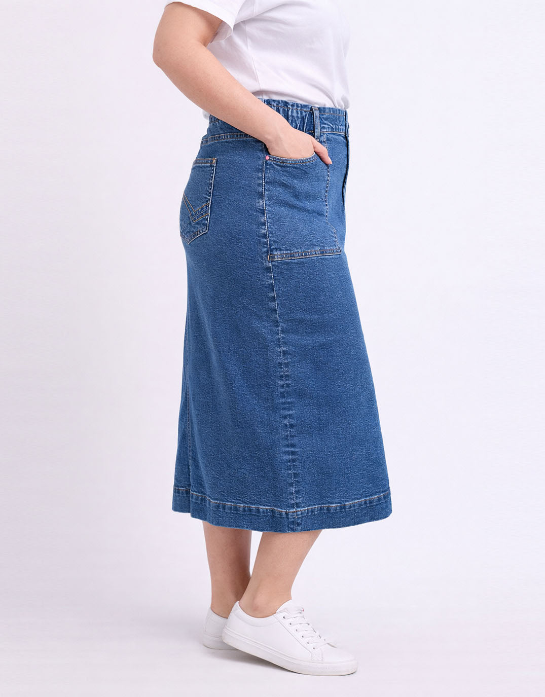 Long Atlas Skirt - Dark Blue Wash