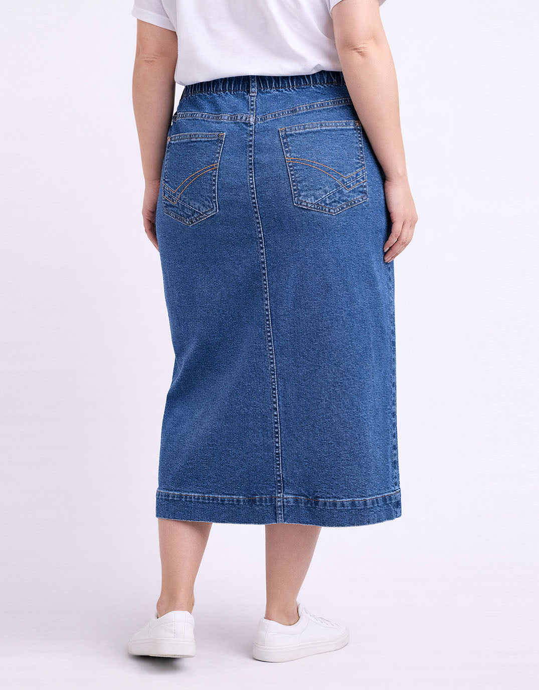 Long Atlas Skirt - Dark Blue Wash