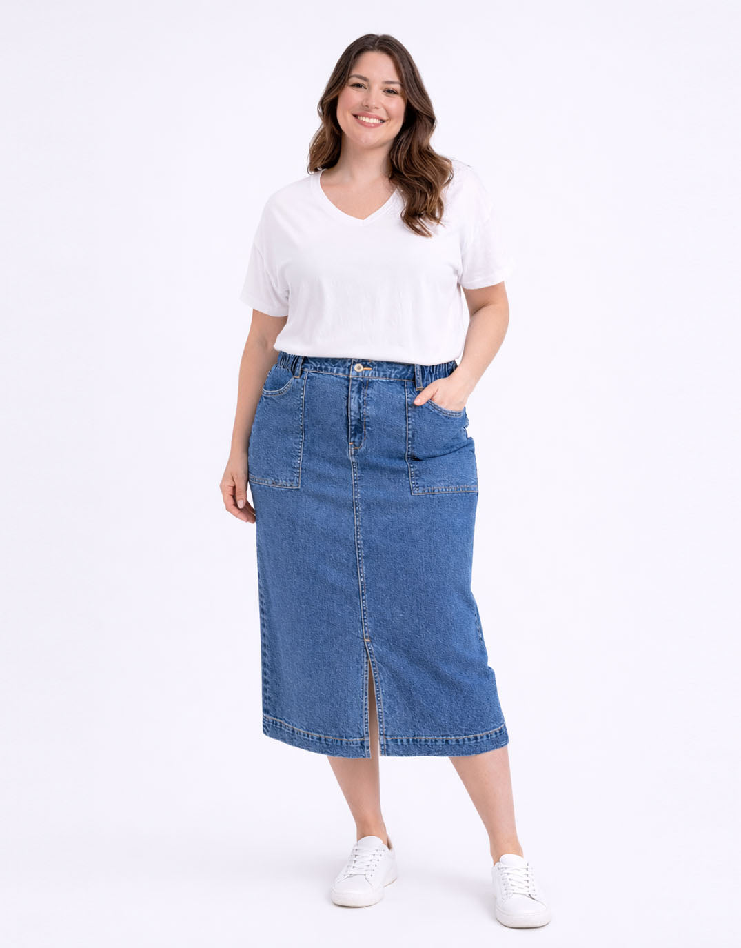 Long Atlas Skirt - Dark Blue Wash