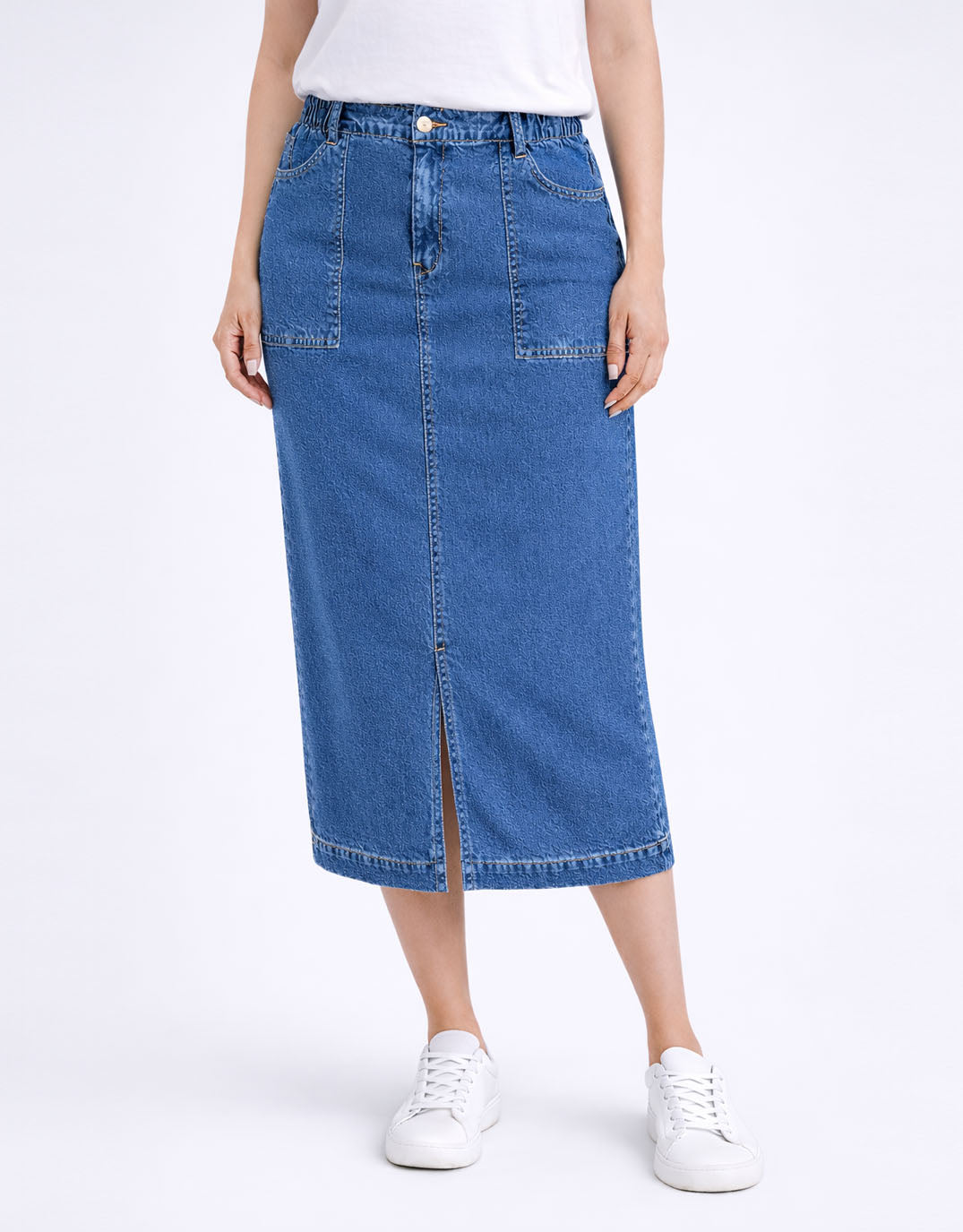 Long Atlas Skirt - Dark Blue Wash