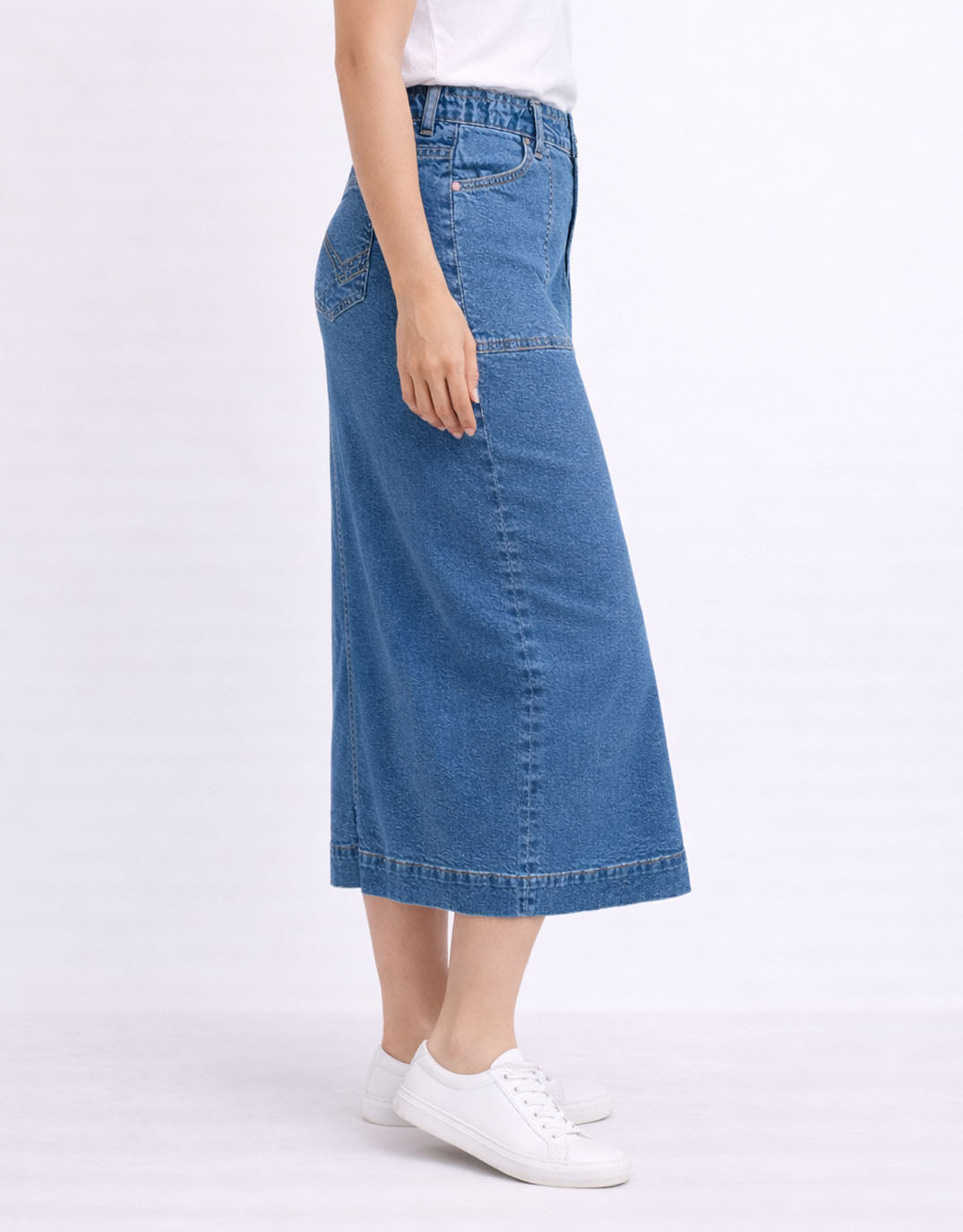 Long Atlas Skirt - Dark Blue Wash