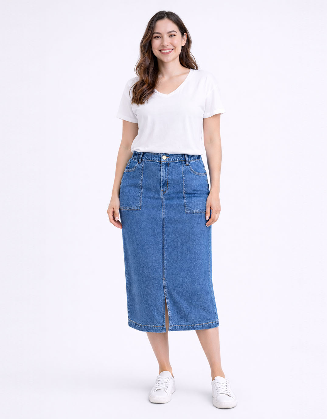 Long Atlas Skirt - Dark Blue Wash