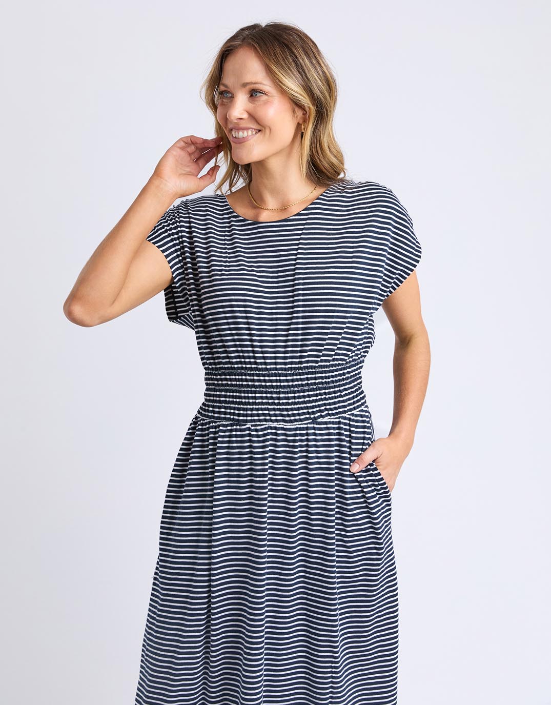 Nelle Dress - Navy & White Stripe