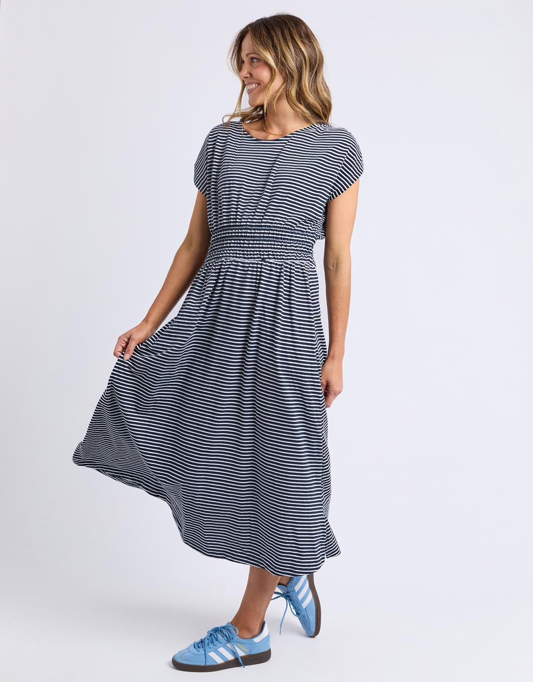Nelle Dress - Navy & White Stripe