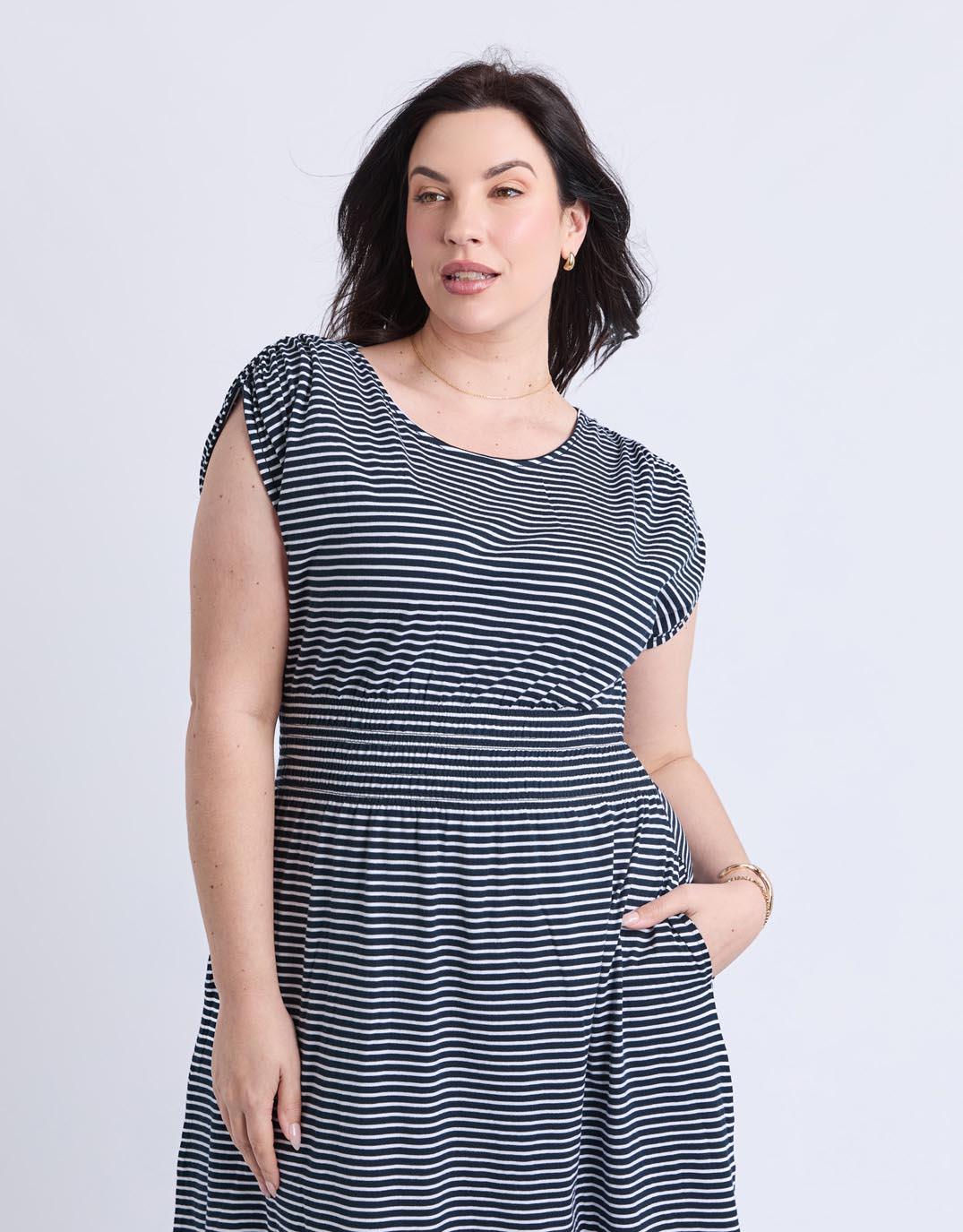 Nelle Dress - Navy & White Stripe