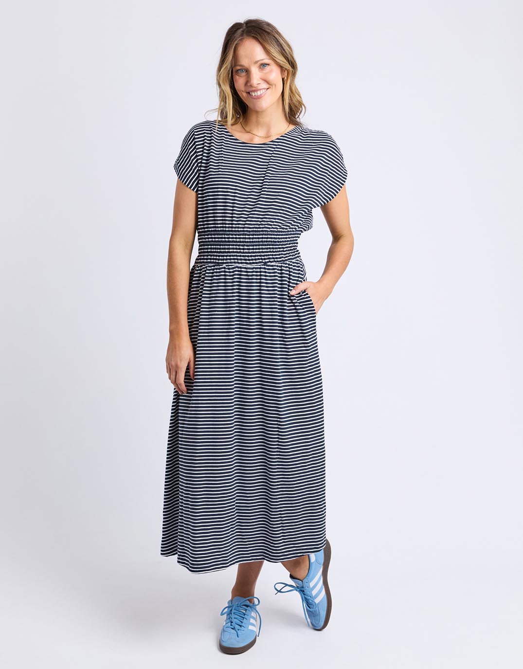 Nelle Dress - Navy & White Stripe