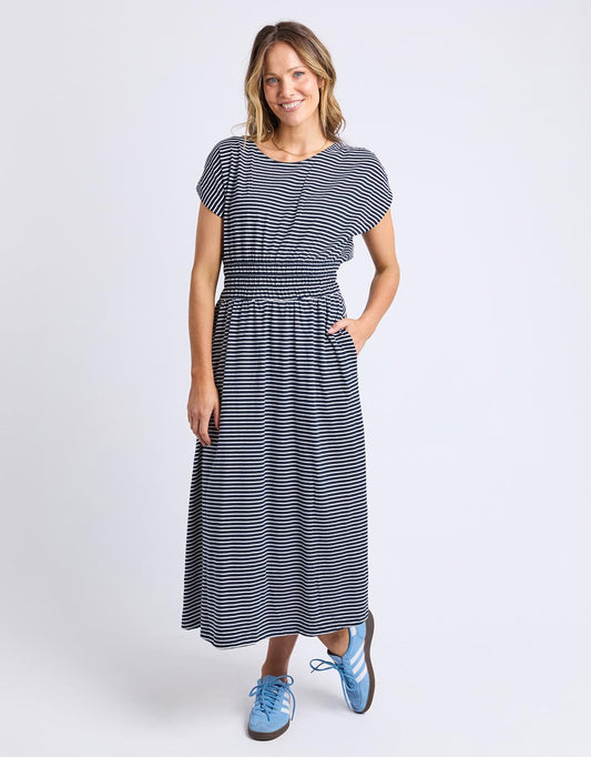 Nelle Dress - Navy & White Stripe