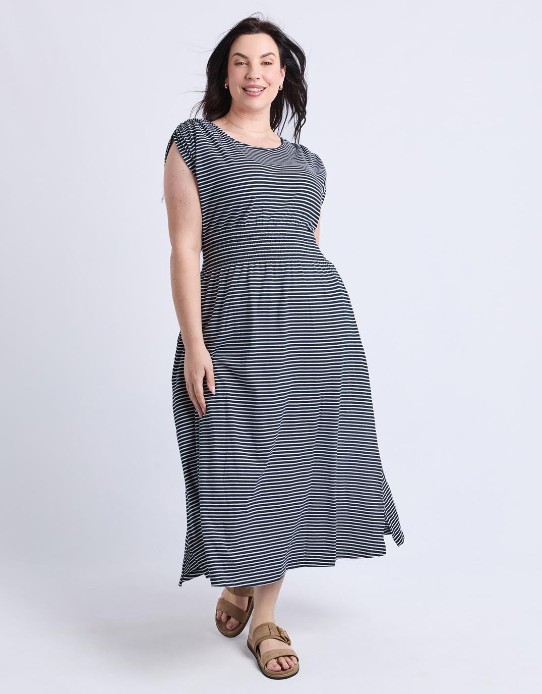 Nelle Dress - Navy & White Stripe