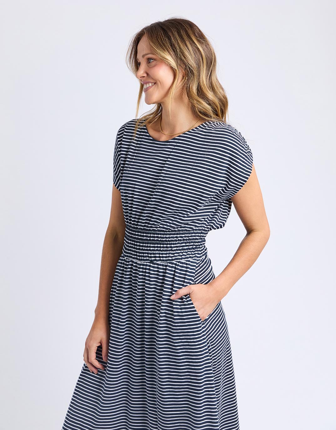 Nelle Dress - Navy & White Stripe