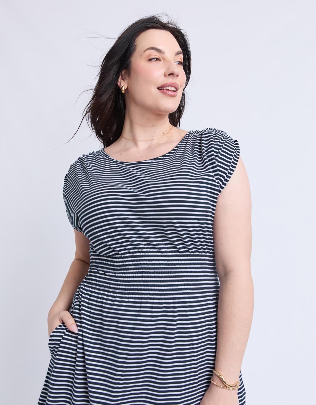 Nelle Dress - Navy & White Stripe