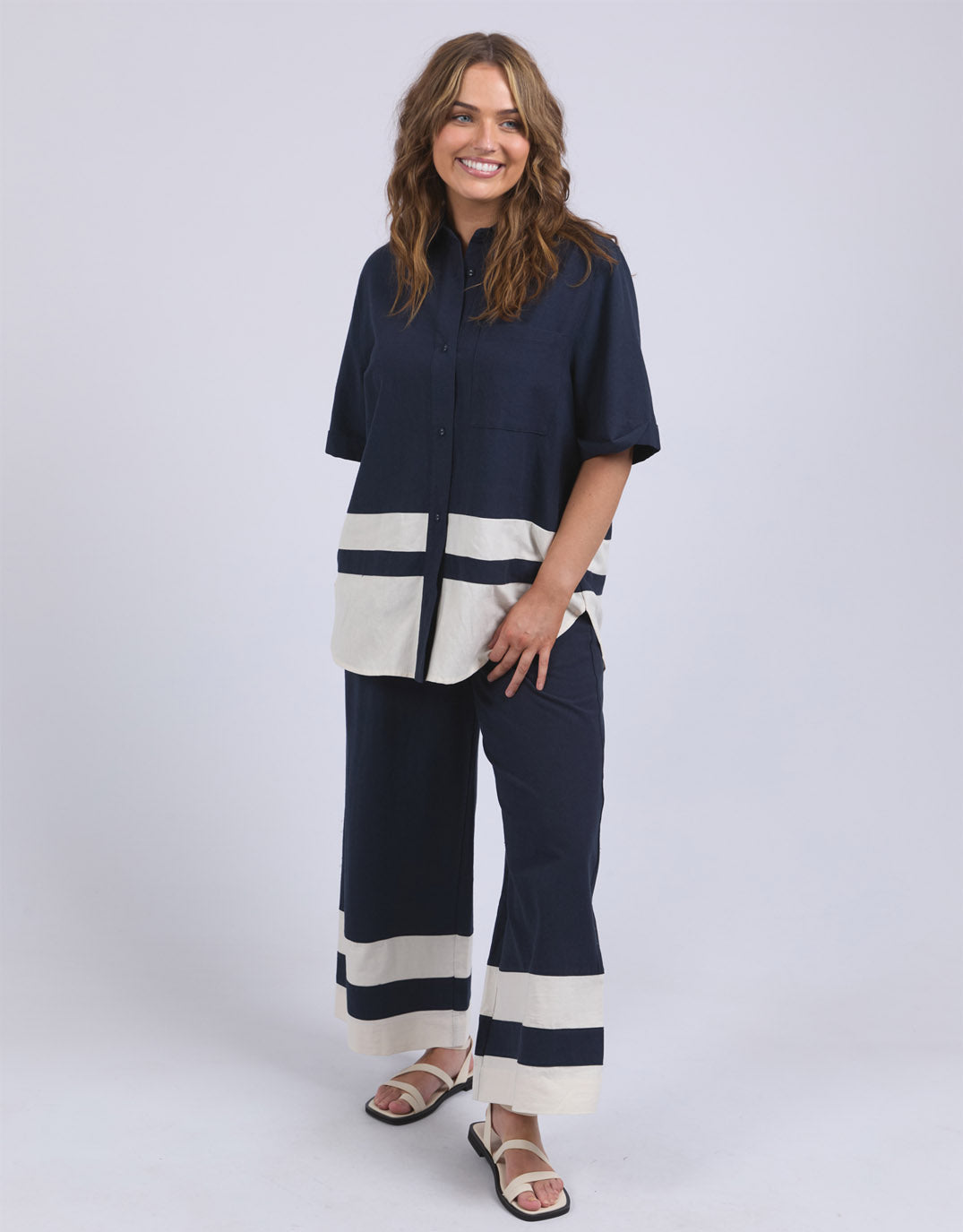 Scarlet Pant - Navy Stripe