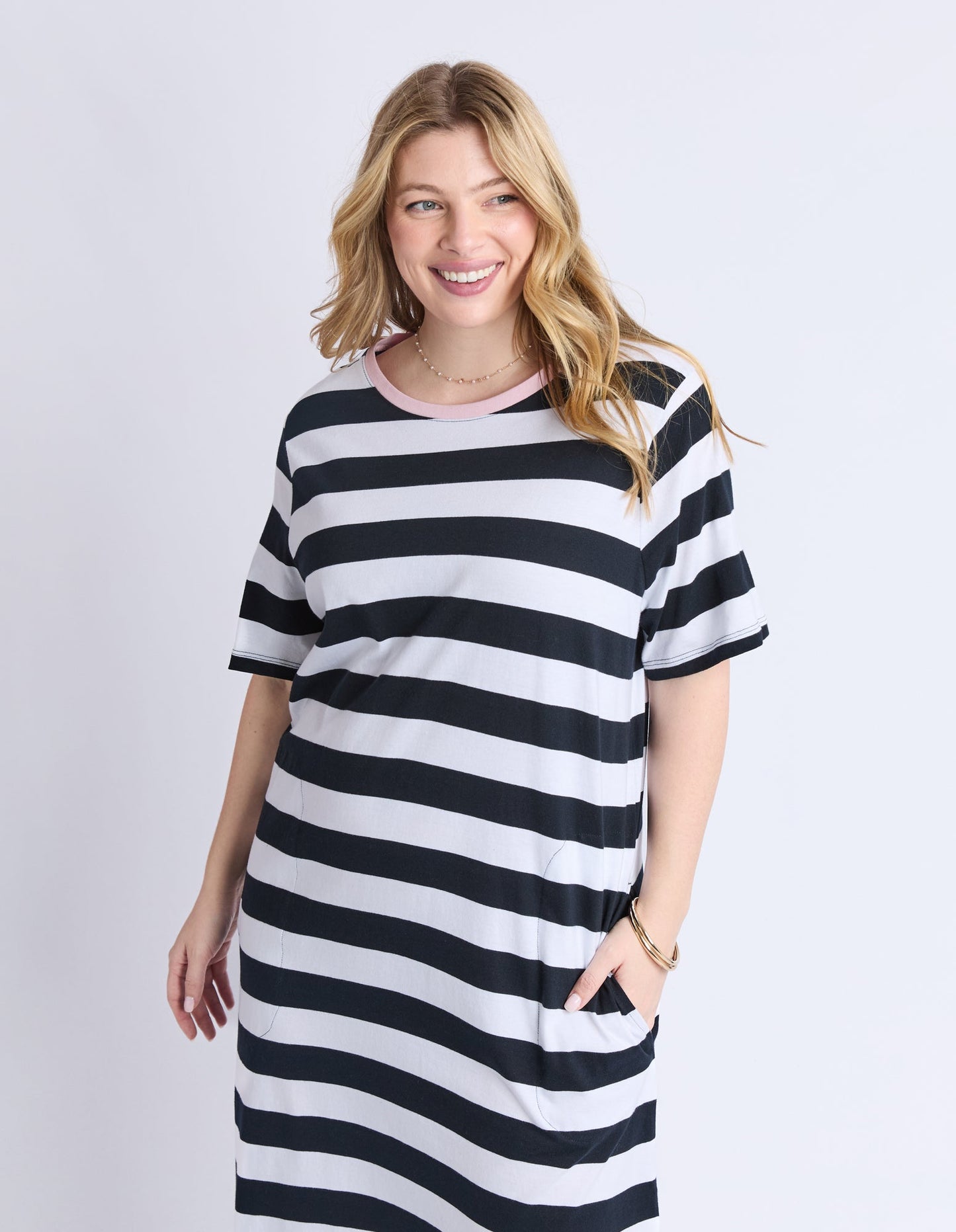 Sorrento Dress - Black & White Stripe