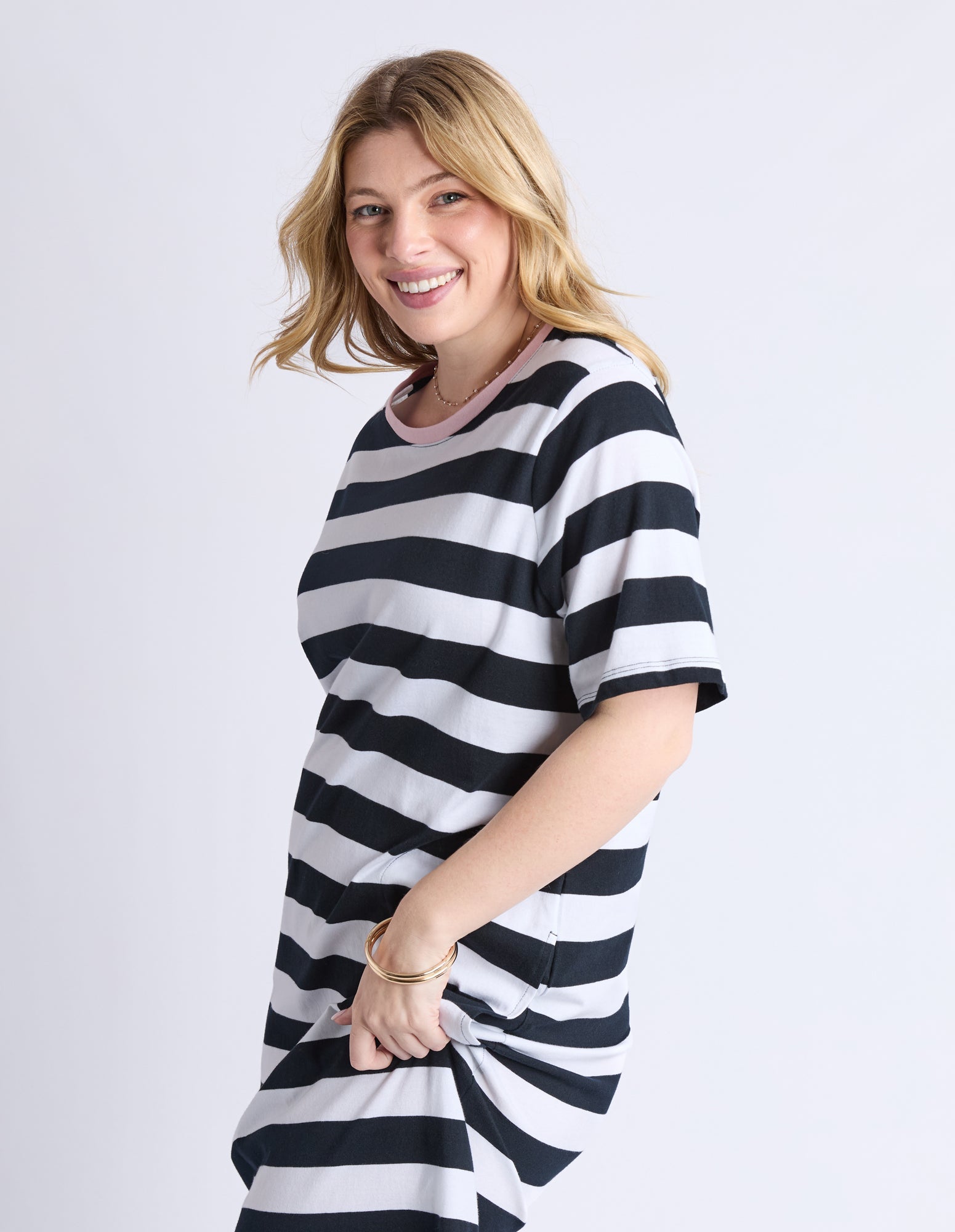 Sorrento Dress - Black & White Stripe