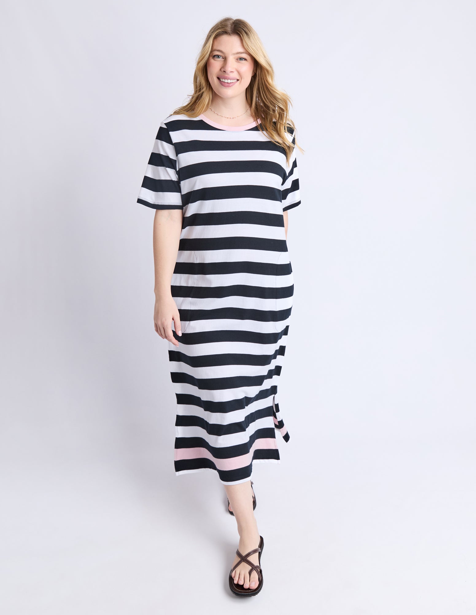 Sorrento Dress - Black & White Stripe