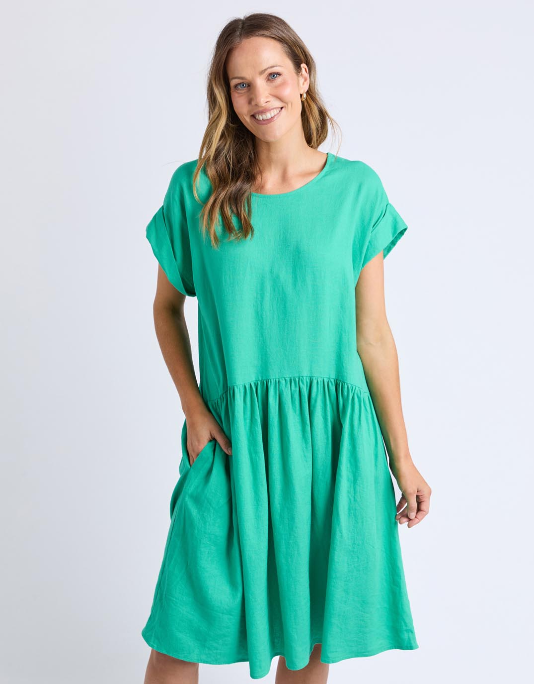 Sunset Hour Solid Dress Dress - Gumdrop Green