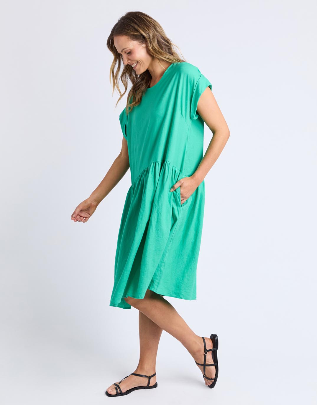 Sunset Hour Solid Dress Dress - Gumdrop Green