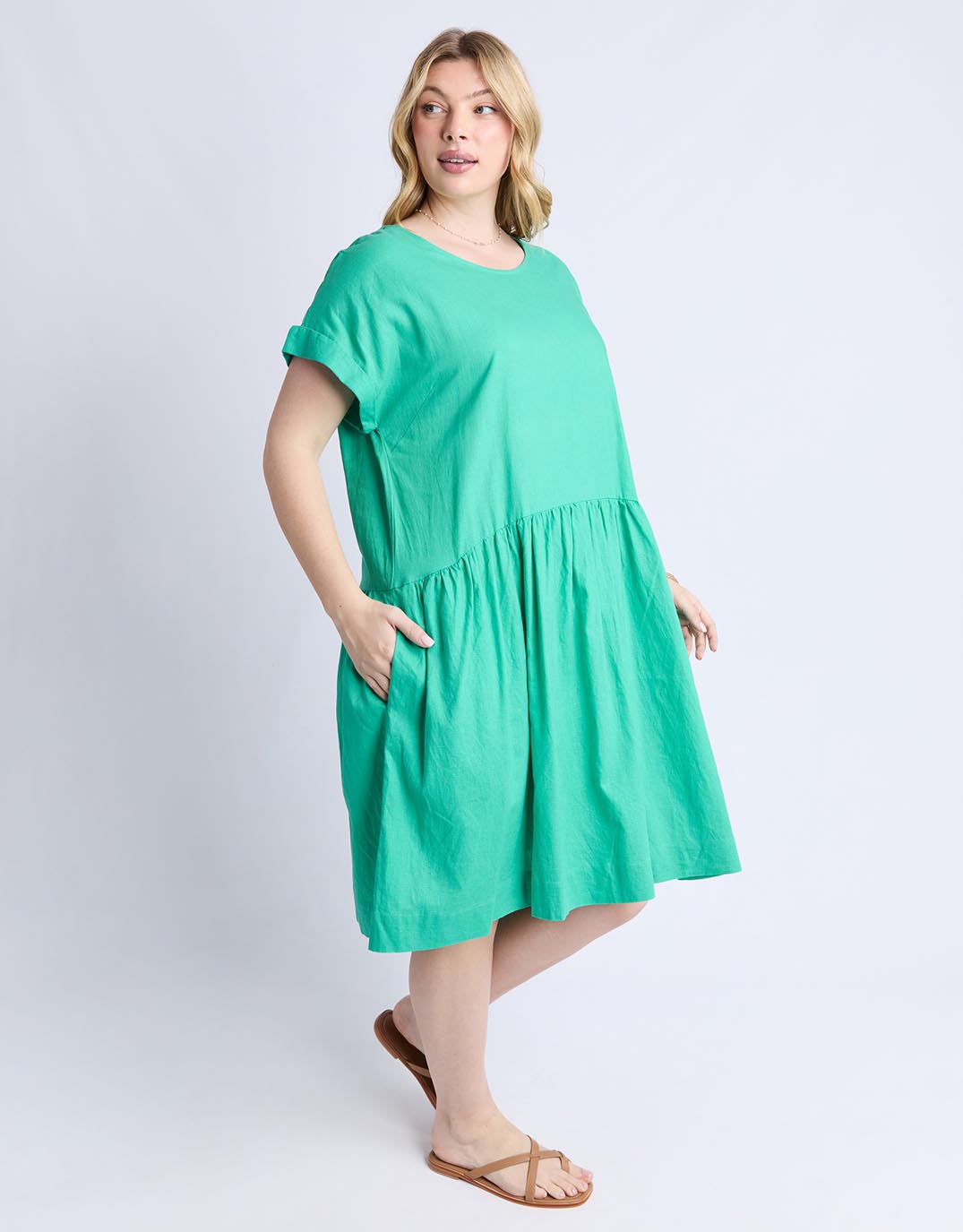 Sunset Hour Solid Dress Dress - Gumdrop Green