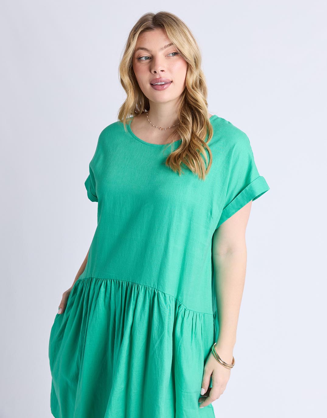 Sunset Hour Solid Dress Dress - Gumdrop Green