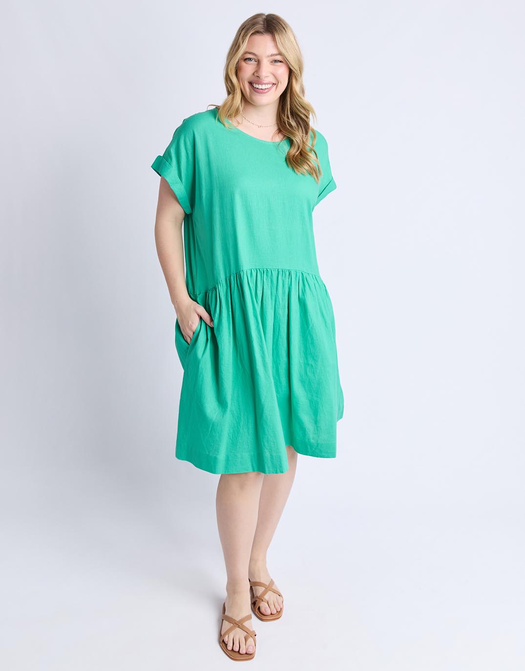 Sunset Hour Solid Dress Dress - Gumdrop Green