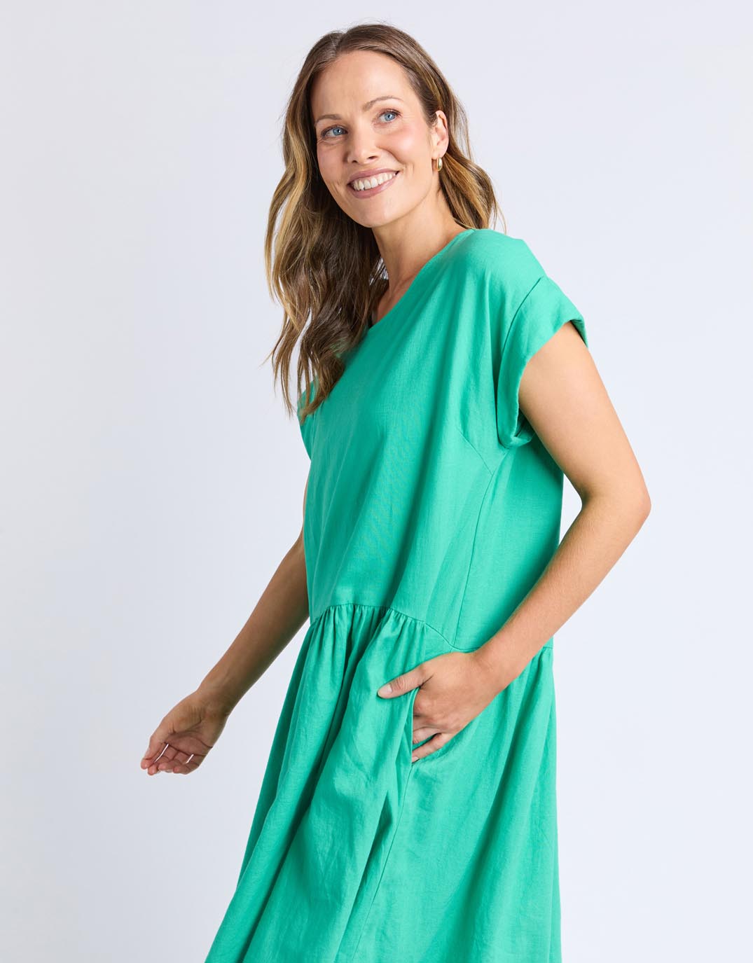 Sunset Hour Solid Dress Dress - Gumdrop Green