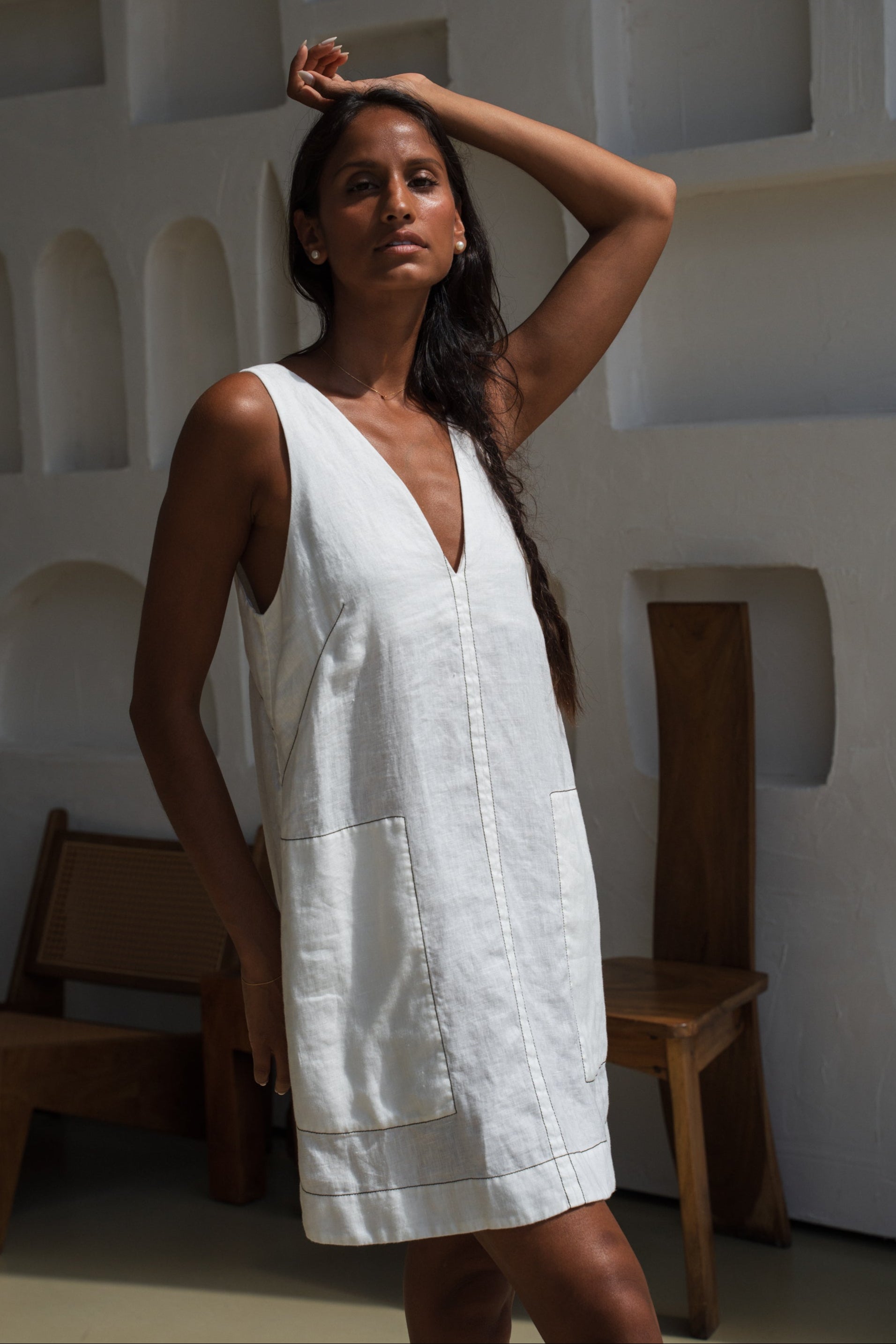 Isla Ivory Linen Dress