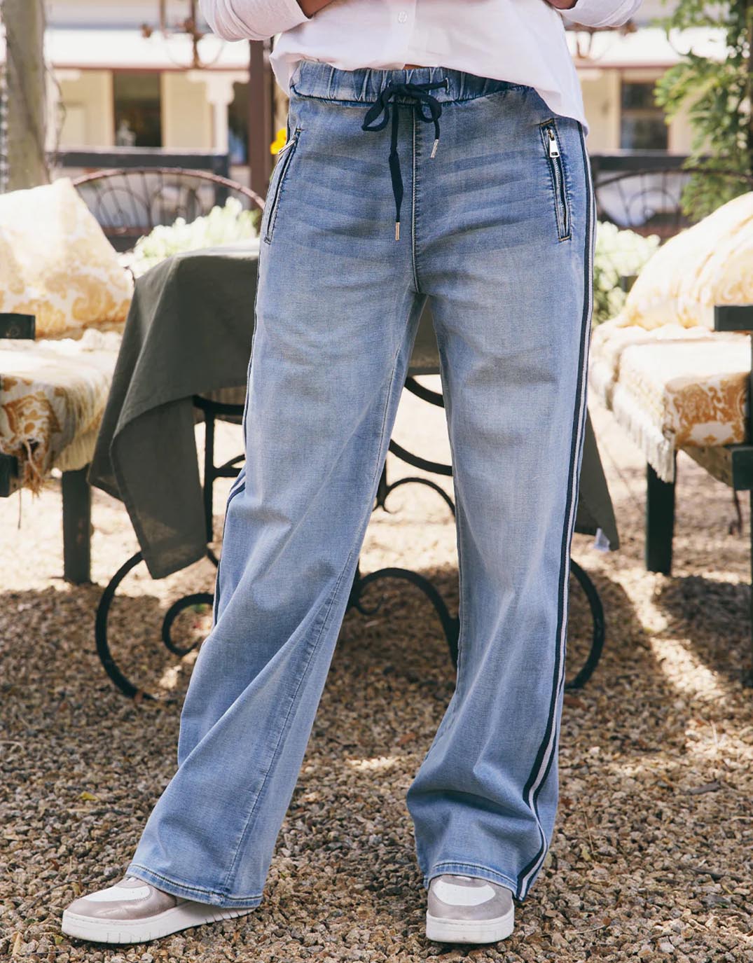 Glam Track - Navy Stripe Jean