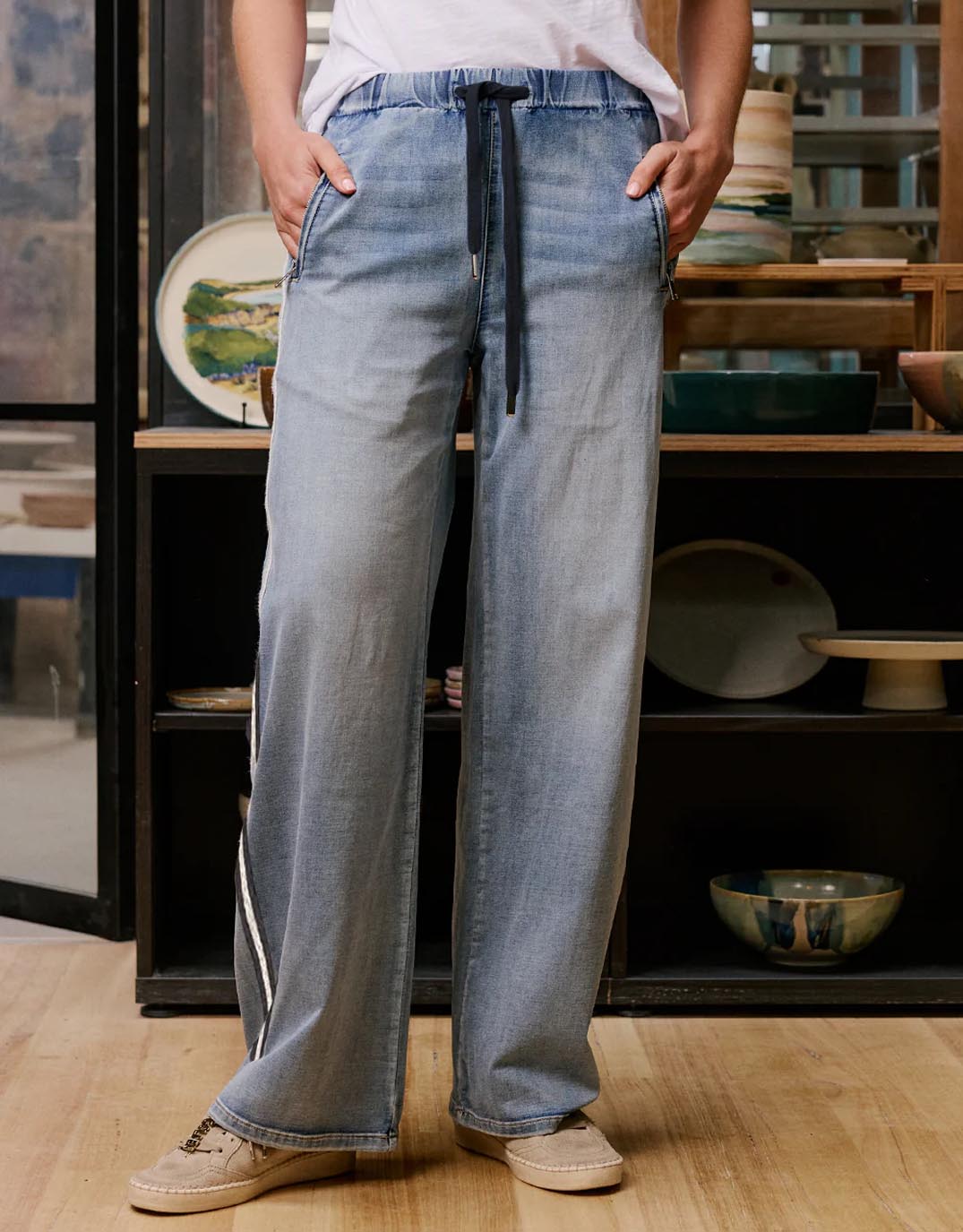 Glam Track - Navy Stripe Jean