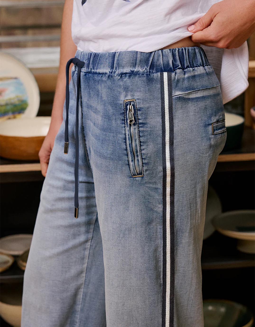 Glam Track - Navy Stripe Jean