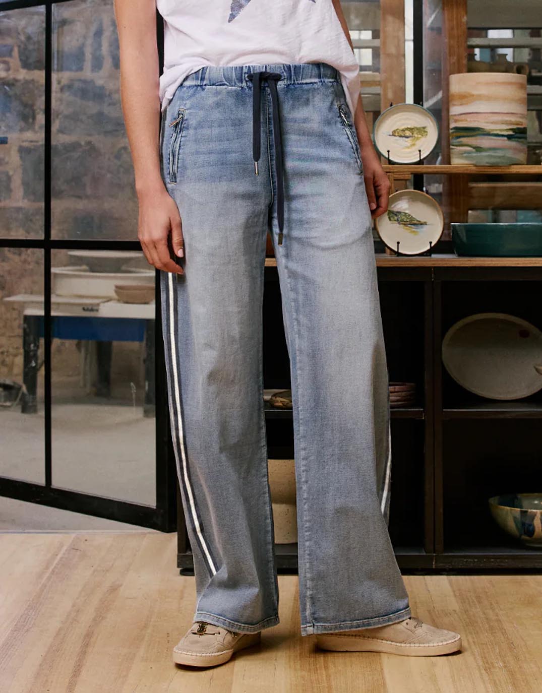 Glam Track - Navy Stripe Jean