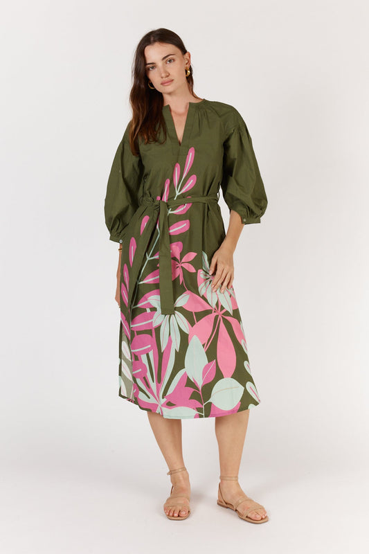 Itami Fern LS Dress Khaki