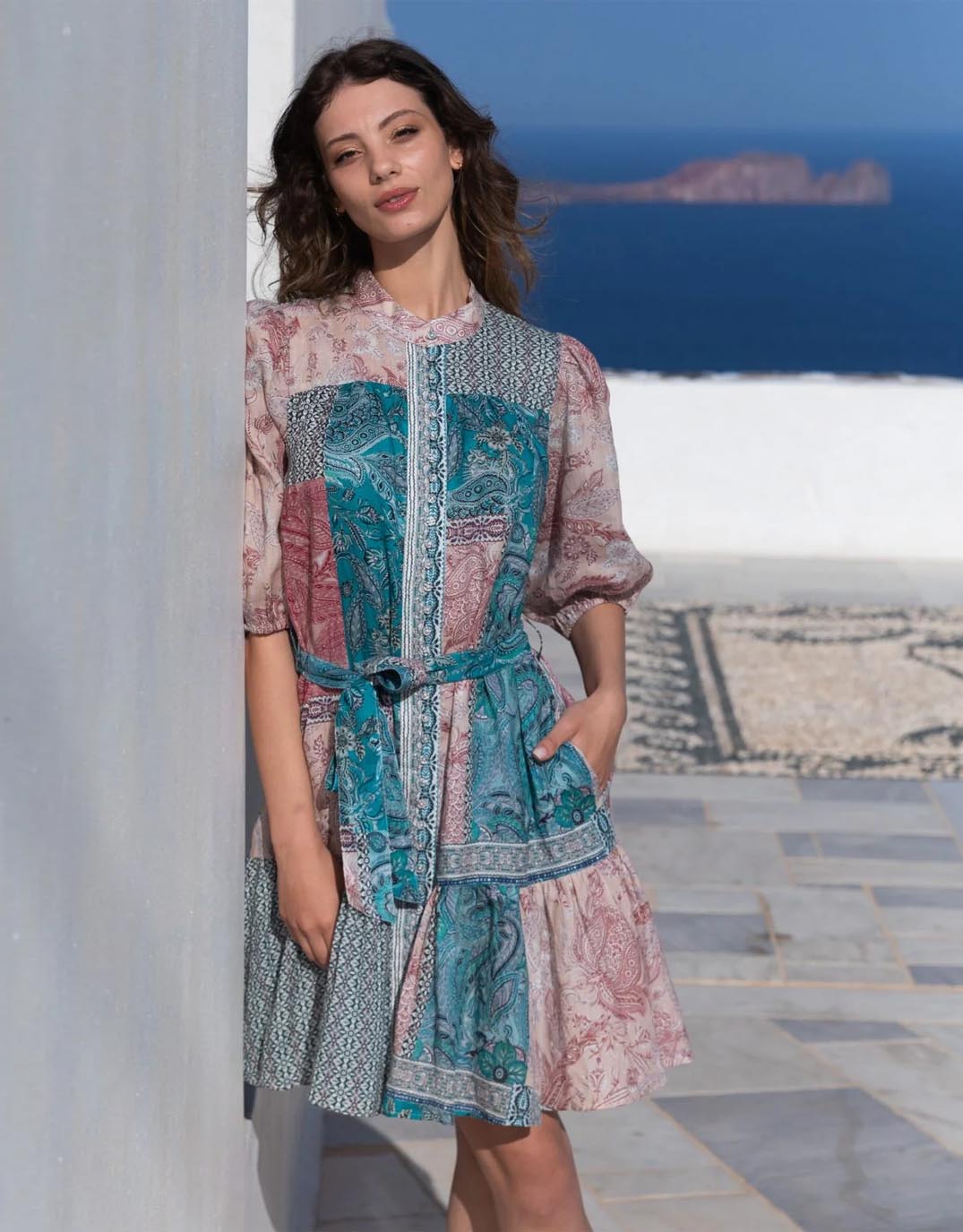 Holly Mini Dress - Paisley Mosaic