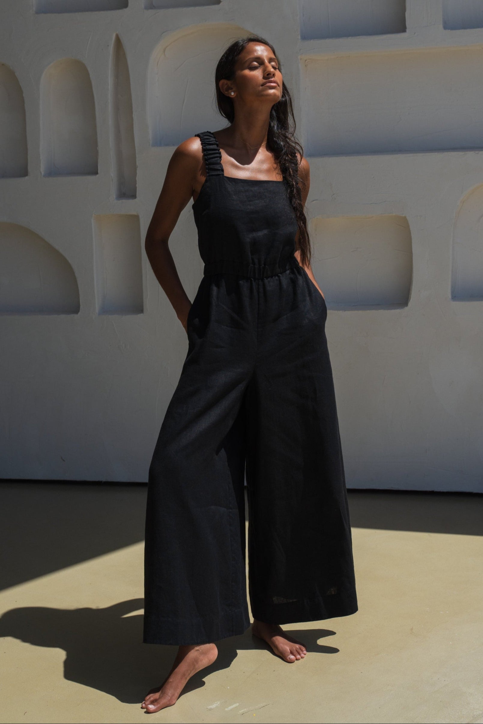 Keely Black Linen Jumpsuit