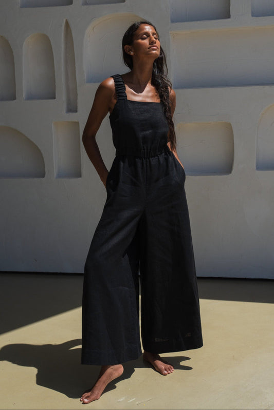 Keely Black Linen Jumpsuit