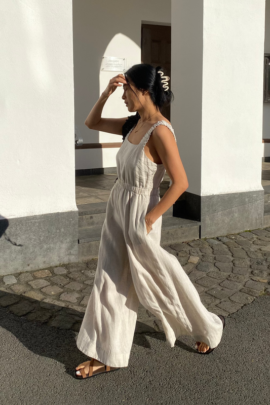 Keely Oatmeal Linen Jumpsuit