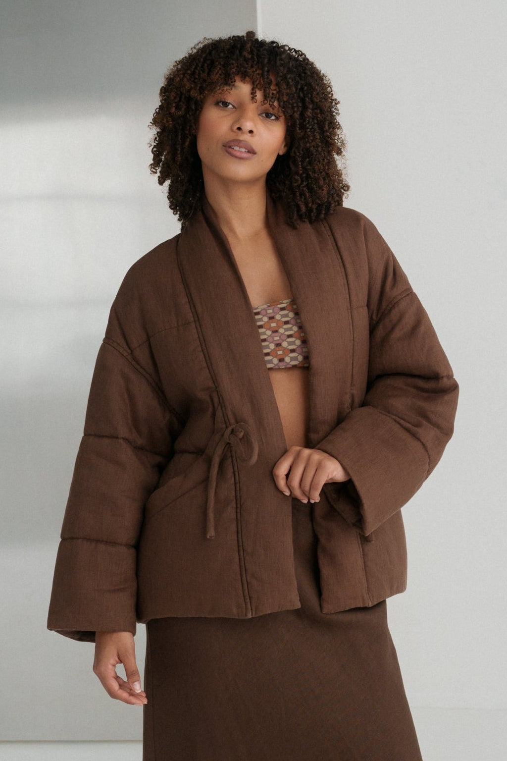 Aster Chocolate Linen Coat